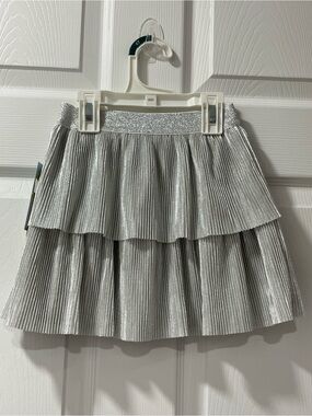 Cat & Jack Silver Metallic Tiered Pleated Skirt